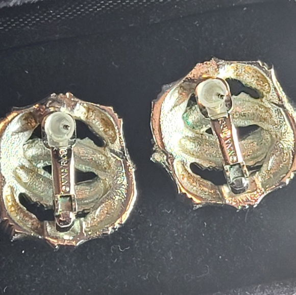 Vtg Nina Ricci Silver Tone Bamboo Earnings 🎍💗 - Picture 4 of 4